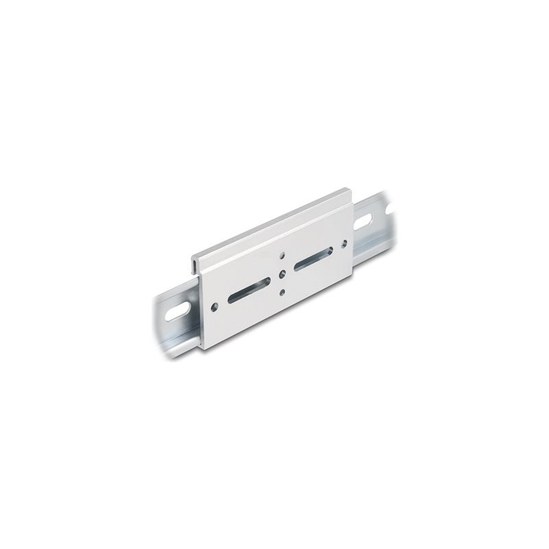 Delock - Montážní spona - hliník, 100 x 47,8 mm - montáž na kolejnici DIN - stríbrná
