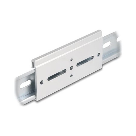 Delock - Montážní spona - hliník, 100 x 47,8 mm - montáž na kolejnici DIN - stríbrná