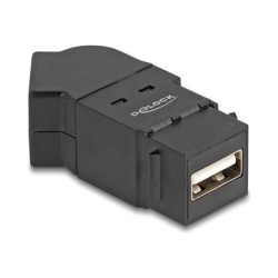 Delock - USB adaptér - USB (F) montáž na panel do USB (F) úhlový - USB 2.0 - konektor keystone - cerná