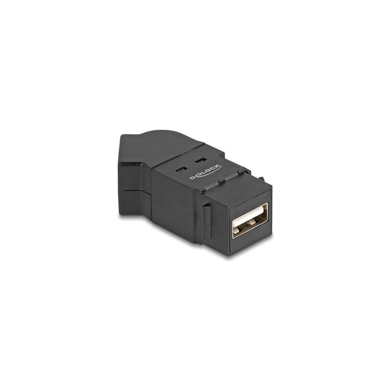 Delock - USB adaptér - USB (F) montáž na panel do USB (F) úhlový - USB 2.0 - konektor keystone - cerná