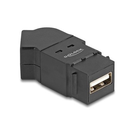 Delock - USB adaptér - USB (F) montáž na panel do USB (F) úhlový - USB 2.0 - konektor keystone - cerná