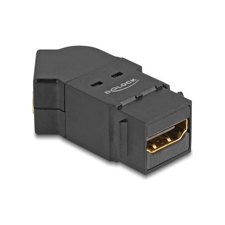 Delock - Prodlužovací adaptér HDMI - HDMI se zdírkami (female) montáž na panel do HDMI se zdírkami (female) úhlový - cerná