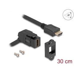 Delock - Prodlužovací kabel HDMI - HDMI se zdírkami (female) úhel, montovatelný na panel do HDMI s piny (male) - 30 cm - cerná