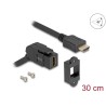 Delock - Prodlužovací kabel HDMI - HDMI se zdírkami (female) úhel, montovatelný na panel do HDMI s piny (male) - 30 cm - cerná