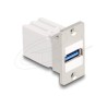 Delock Keystone module - USB adaptér - USB (F) do USB (F) - up to 5 Gbps data transfer rate - bílá, stríbrná