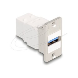 Delock - Modulární vložka (spojka) - montáž na panel - USB 3.0 Type A - bílá, stríbrná