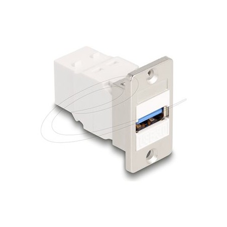 Delock - Modulární vložka (spojka) - montáž na panel - USB 3.0 Type A - bílá, stríbrná