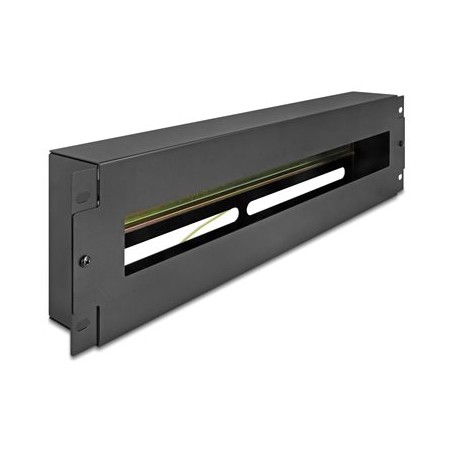 Delock - Jisticová lišta s krytem - montáž na kolejnici DIN - cerná - 3U - 19" 67195