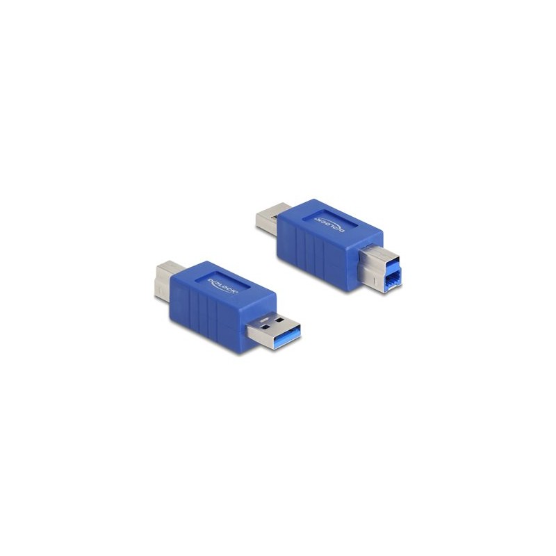 Delock - USB adaptér - USB typ A (M) do USB Type B (M) - up to 5 Gbps data transfer rate, krížová pinová prirazení - modrá