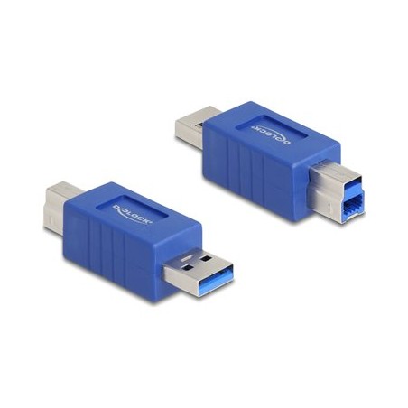 Delock - USB adaptér - USB typ A (M) do USB Type B (M) - up to 5 Gbps data transfer rate, krížová pinová prirazení - modrá