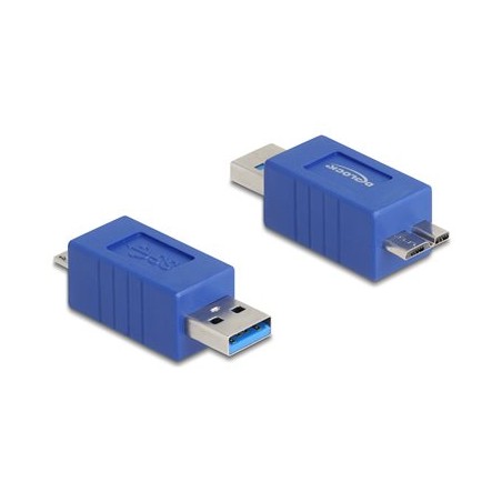 Delock - USB adaptér - USB typ A (M) do Micro-USB typu B (M) - up to 5 Gbps data transfer rate - modrá