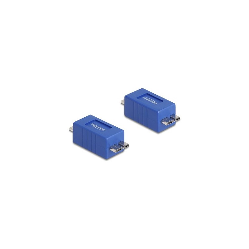 Delock - USB redukce (samcí-samicí) - Micro-USB typu B (M) do Micro-USB typu B (M) - up to 5 Gbps data transfer rate - modrá
