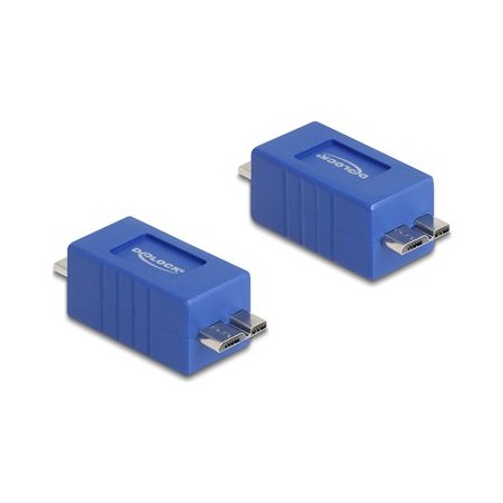 Delock - USB redukce (samcí-samicí) - Micro-USB typu B (M) do Micro-USB typu B (M) - up to 5 Gbps data transfer rate - modrá