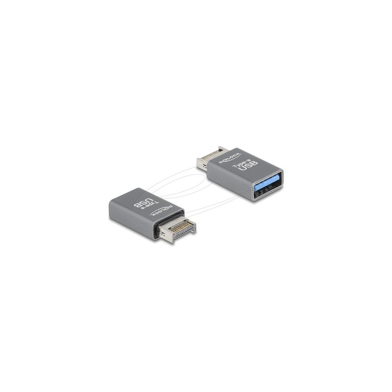 Delock - USB adaptér - 20 pinový USB Typ E (M) Klíc A do USB typ A (F) - 5 V - 3 A - rychlost prenosu dat až 10 Gbps - šedá