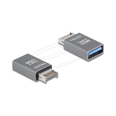 Delock - USB adaptér - 20 pinový USB Typ E (M) Klíc A do USB typ A (F) - 5 V - 3 A - rychlost prenosu dat až 10 Gbps - šedá