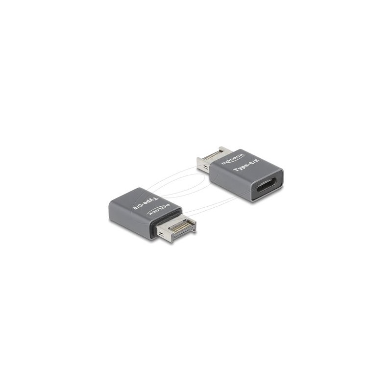 Delock - USB adaptér - 20 pinový USB Typ E (M) Klíc A do USB-C (F) - 20 V - 3 A - rychlost prenosu dat až 10 Gbps - šedá
