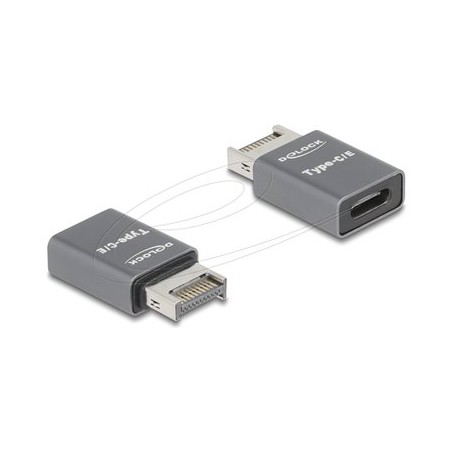 Delock - USB adaptér - 20 pinový USB Typ E (M) Klíc A do USB-C (F) - 20 V - 3 A - rychlost prenosu dat až 10 Gbps - šedá