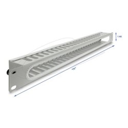 Delock - Kabel vedení pro správu kabelu ve skríni - s otvorem a ochranou okraju - šedá, RAL 7035 - 1U - 19"