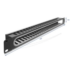 Delock - Panel pro vedení kabelu - cerná, RAL 9005 - 1U - 19"