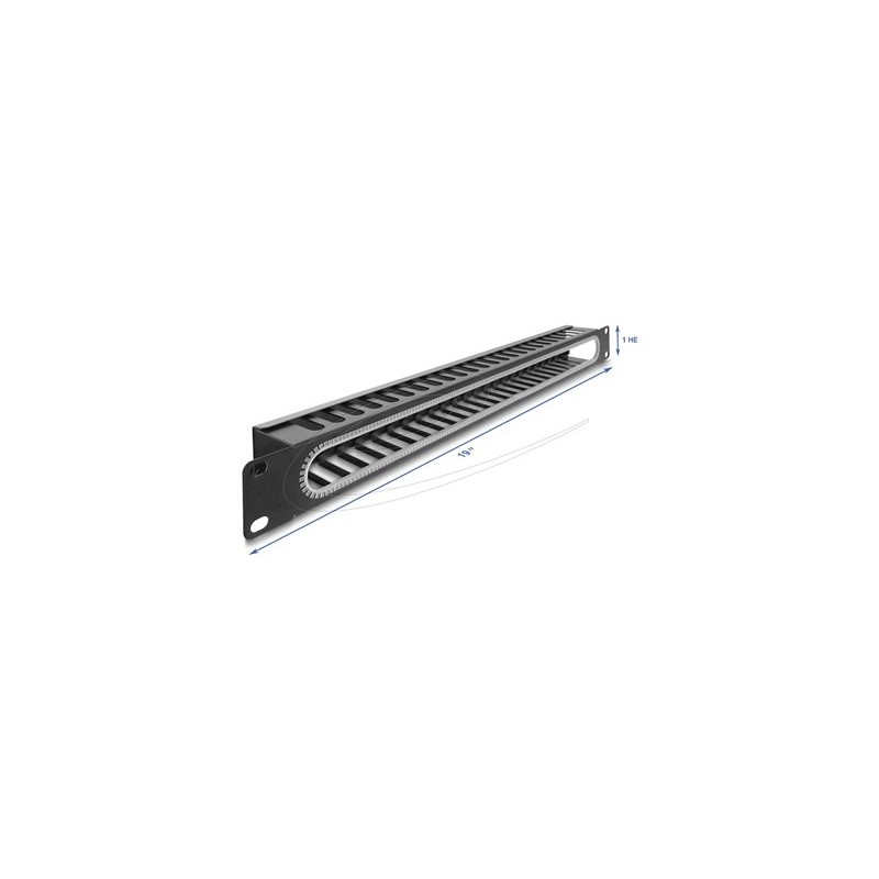 Delock - Panel pro vedení kabelu - cerná, RAL 9005 - 1U - 19"