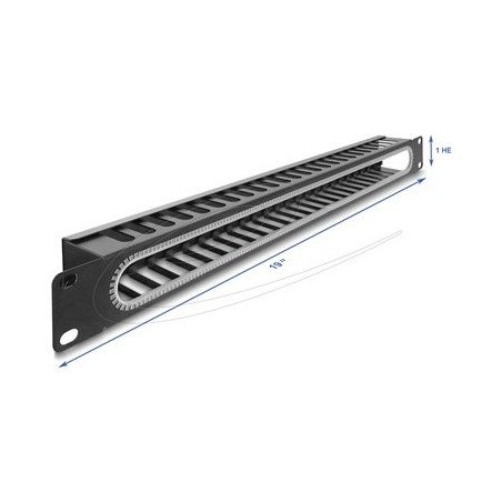 Delock - Panel pro vedení kabelu - cerná, RAL 9005 - 1U - 19"
