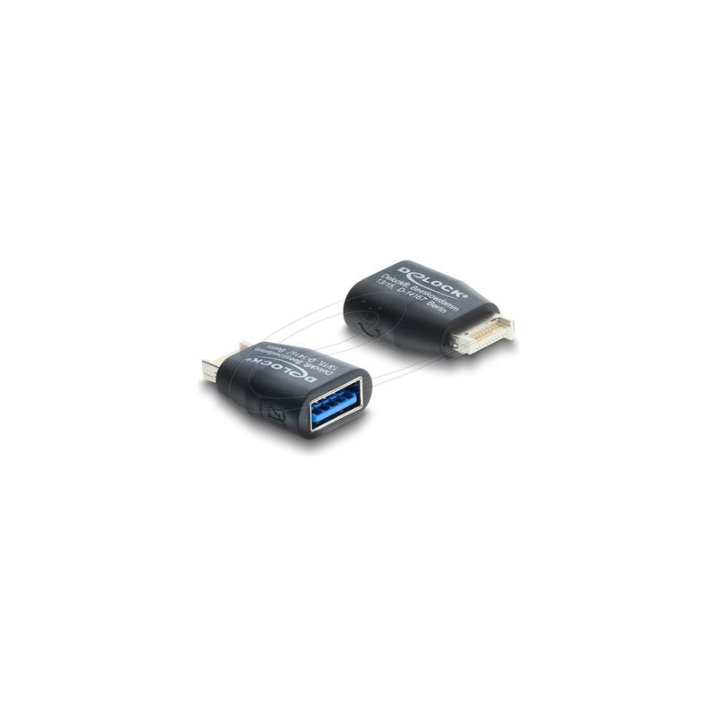 Delock - USB adaptér - 20 pinový USB Typ E (M) Klíc A do USB typ A (F) - 5 V - 3 A - up to 5 Gbps data transfer rate - cerná