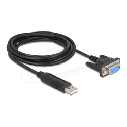 Delock - USB / sériový kabel - USB (M) do DB-9 (F) šroubovací - 1.8 m - podporuje sériové rozhraní RS-232 - cerná