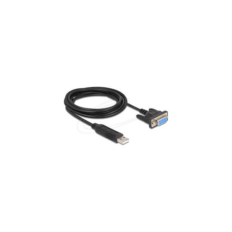 Delock - USB / sériový kabel - USB (M) do DB-9 (F) šroubovací - 1.8 m - podporuje sériové rozhraní RS-232 - cerná