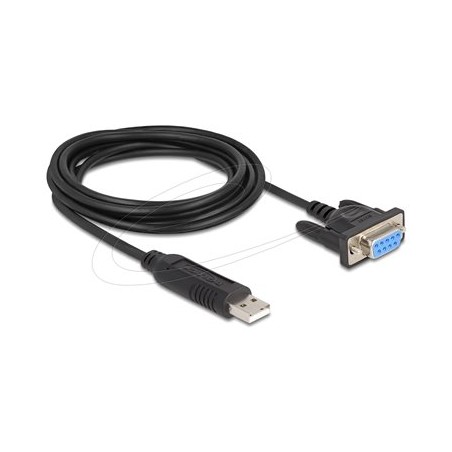 Delock - USB / sériový kabel - USB (M) do DB-9 (F) šroubovací - 1.8 m - podporuje sériové rozhraní RS-232 - cerná