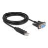 Delock - USB / sériový kabel - USB (M) do DB-9 (F) šroubovací - 1.8 m - podporuje sériové rozhraní RS-232 - cerná