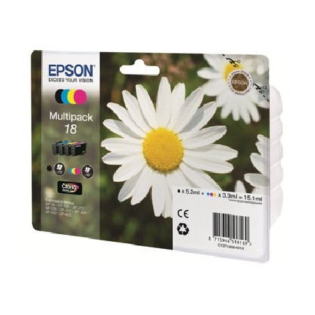 Epson 18 Multipack - 4-balení - cerná, žlutá, azurová, purpurová - originální - blistr - inkoustová cartridge (balení 6)