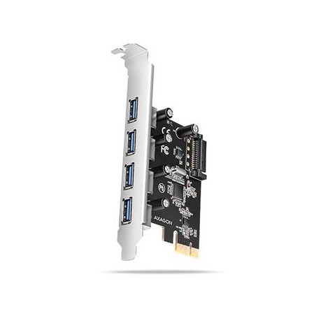 AXAGON PCEU-430RS, PCIe řadič, 4x USB 5Gbps port, SATA napájení, Renesas PD720201, SP
