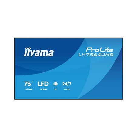 75" iiyama LH7564UHS-B1AG:VA, 4K UHD,Android,24/7