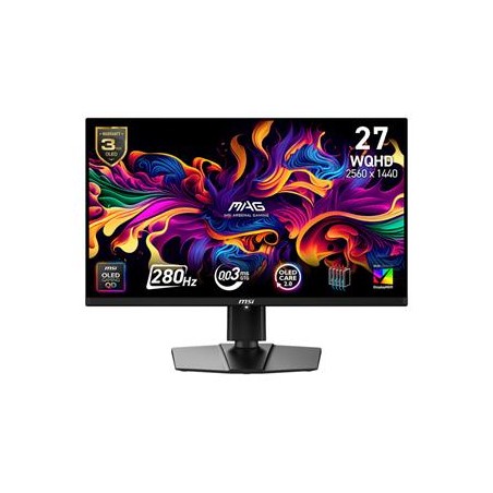 MSI LCD MAG 271QP QD-OLED X28,26.5" 2560x1440 QD-OLED,280Hz,178/178,250nits,VESA,HDMI,DP,USB-C,Audio,Black