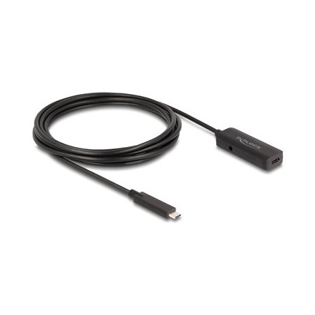 Delock - Prodlužovací USB kabel - 24 pin USB-C (M) do power DC jack, 24 pin USB-C (F) - 5 V - 2 A - 3 m - aktivní, rychlost