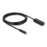Delock - Prodlužovací USB kabel - 24 pin USB-C (M) do power DC jack, 24 pin USB-C (F) - 5 V - 2 A - 3 m - aktivní, rychlost