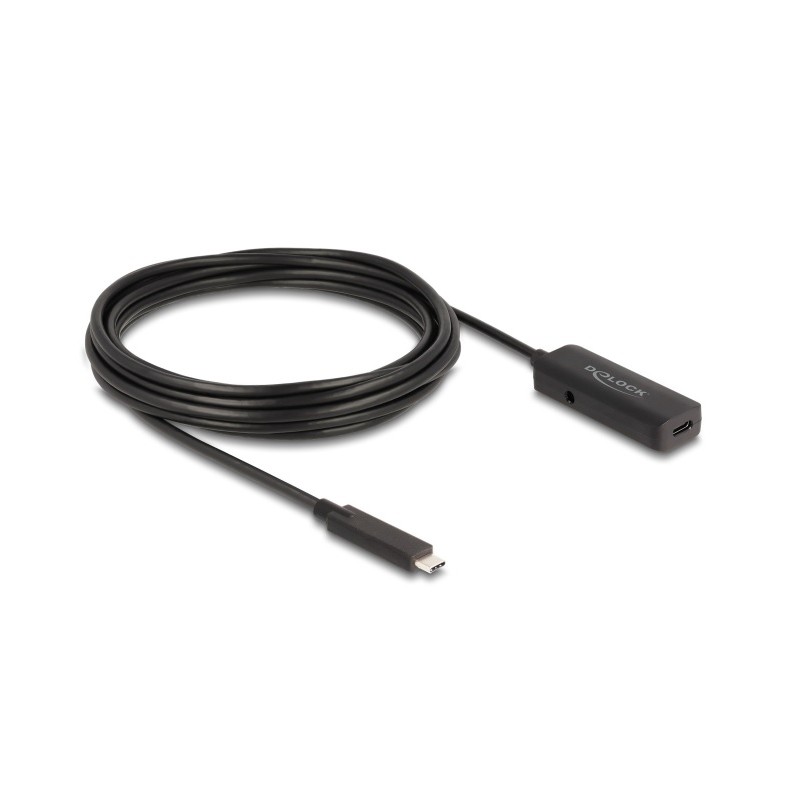 Delock - Prodlužovací USB kabel - 24 pin USB-C (M) do USB-C/napájecí jack DC (F) - 5 V - 2 A - 5 m - rychlost prenosu dat až 10