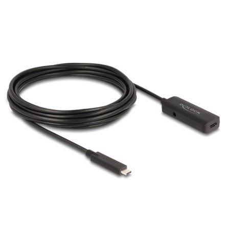 Delock - Prodlužovací USB kabel - 24 pin USB-C (M) do USB-C/napájecí jack DC (F) - 5 V - 2 A - 5 m - rychlost prenosu dat až 10