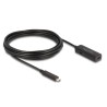 Delock - Prodlužovací USB kabel - 24 pin USB-C (M) do USB-C/napájecí jack DC (F) - 5 V - 2 A - 5 m - rychlost prenosu dat až 10