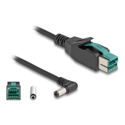 Delock - Kabel PoweredUSB - USB PlusPower (12 V) (M) do DC jack 5,5 x 2,1 mm (M) úhlový - 12 V - 1 m - cerná