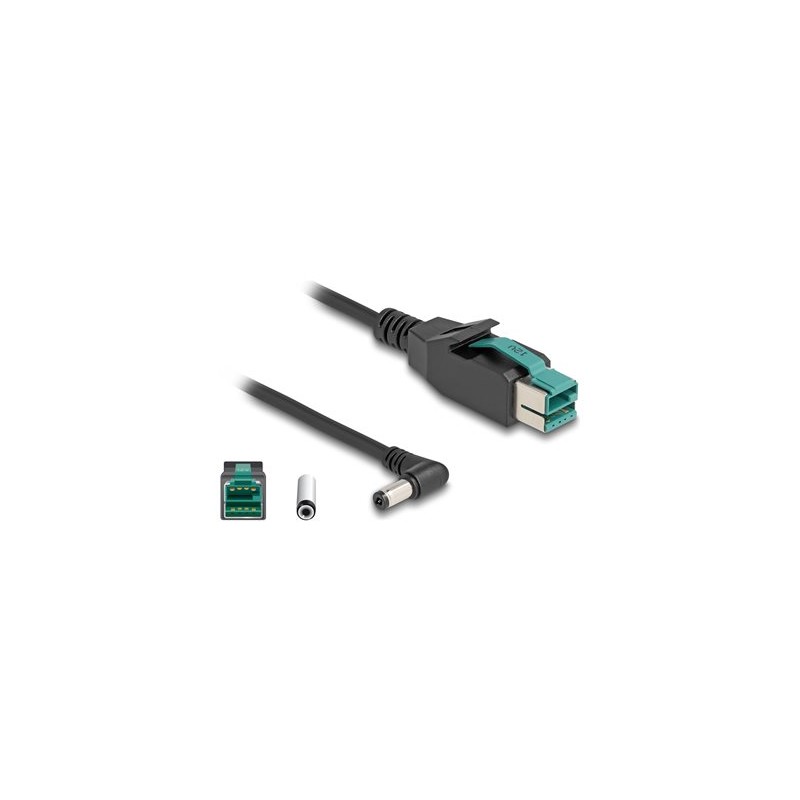Delock - Kabel PoweredUSB - USB PlusPower (12 V) (M) do DC jack 5,5 x 2,1 mm (M) úhlový - 12 V - 1 m - cerná