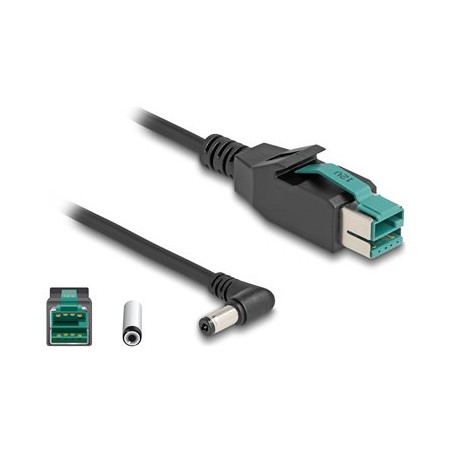 Delock - Kabel PoweredUSB - USB PlusPower (12 V) (M) do DC jack 5,5 x 2,1 mm (M) úhlový - 12 V - 1 m - cerná