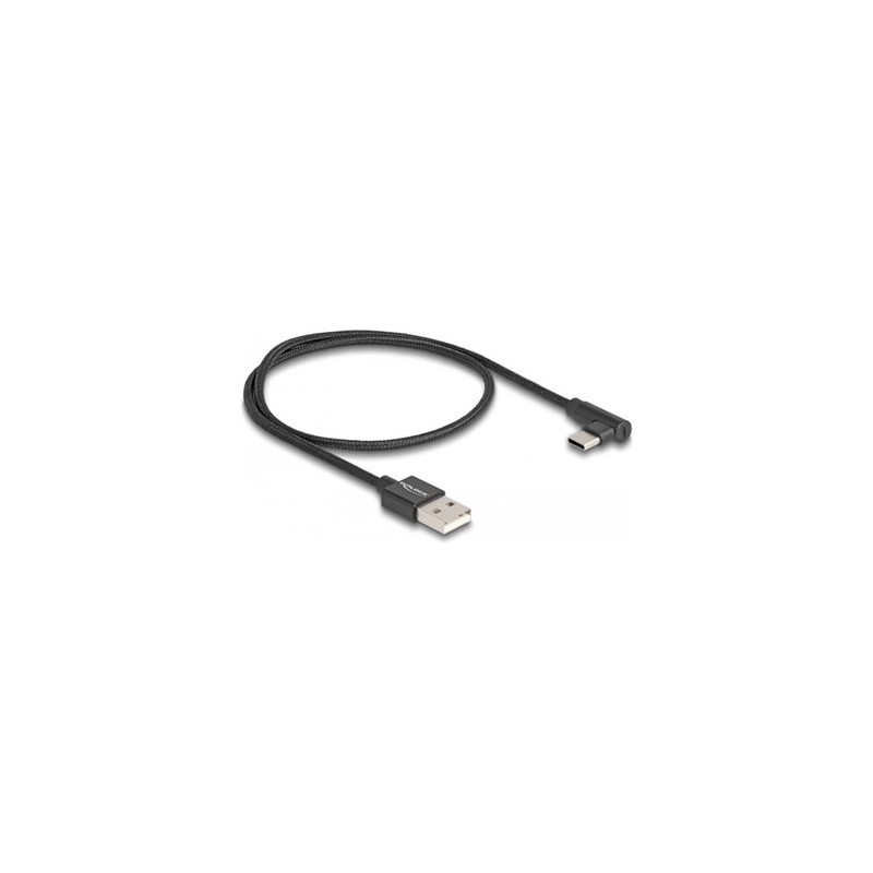 Delock - USB kabel - USB (M) do 24 pin USB-C (M) úhlový - USB 2.0 - 1.5 A - 50 cm - cerná
