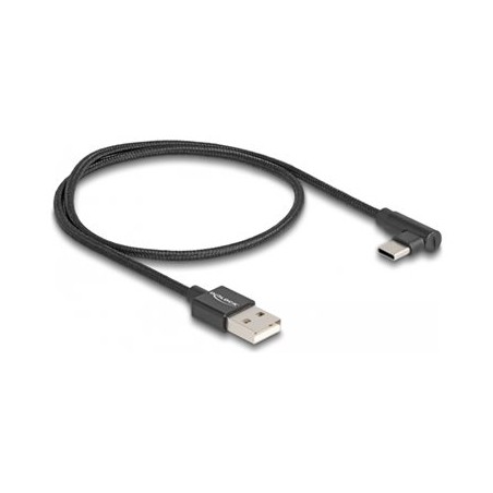 Delock - USB kabel - USB (M) do 24 pin USB-C (M) úhlový - USB 2.0 - 1.5 A - 50 cm - cerná