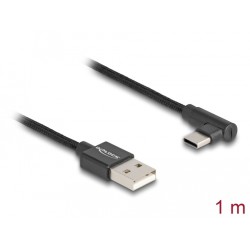 Delock - USB kabel - USB (M) do 24 pin USB-C (M) úhlový - USB 2.0 - 1.5 A - 1 m - cerná