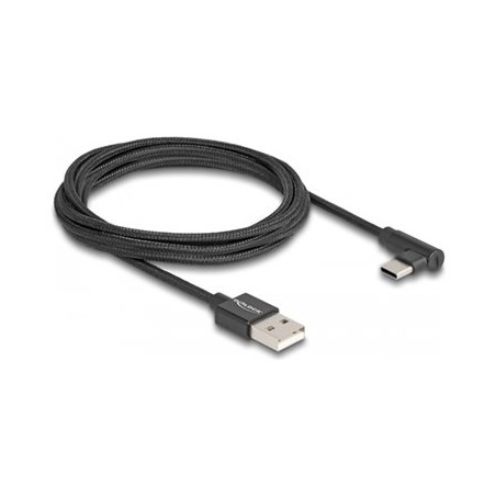 Delock - USB kabel - USB (M) do 24 pin USB-C (M) úhlový - USB 2.0 - 1.5 A - 2 m - cerná