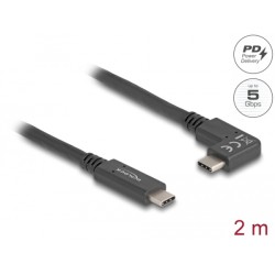 Delock - USB kabel - 24 pin USB-C (M) do 24 pin USB-C (M) pravoúhlý - 3 A - 2 m - USB Power Delivery (60W), podpora 4K144… 80038