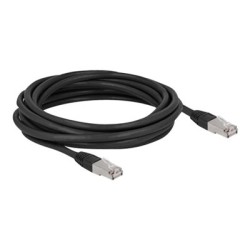 Delock - Patch kabel - RJ-45 (M) do RJ-45 (M) - 5 m - 7 mm - S/FTP - CAT 6a - neobsahuje halogen, venkovní - černá