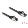 Delock - Patch kabel - RJ-45 (M) do RJ-45 (M) - 50 cm - U/FTP - CAT 8.1 - provedení bez hrbolku, plochý - cerná
