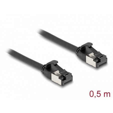Delock - Sítový kabel - RJ-45 (M) do RJ-45 (M) - 50 cm - U/FTP - CAT 8.1 - lisovaný, provedení bez hrbolku - cerná
